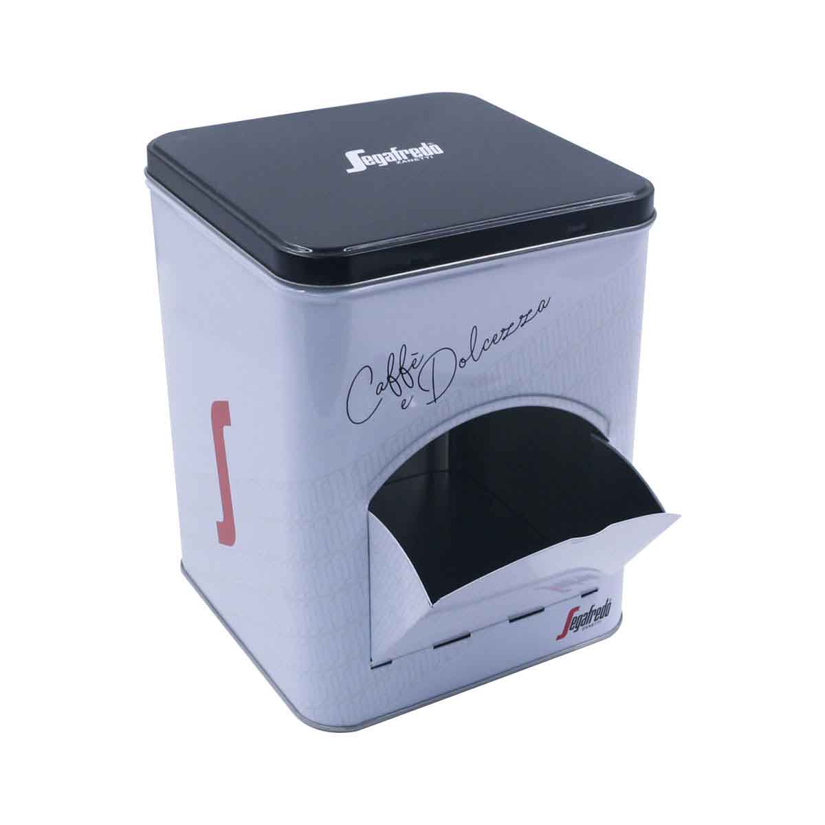 Coffee Tin Box with Side Opening Door