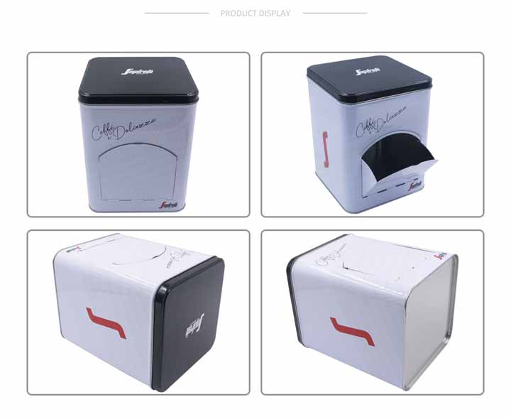 Square Coffee Tin Box With Side Opening Door